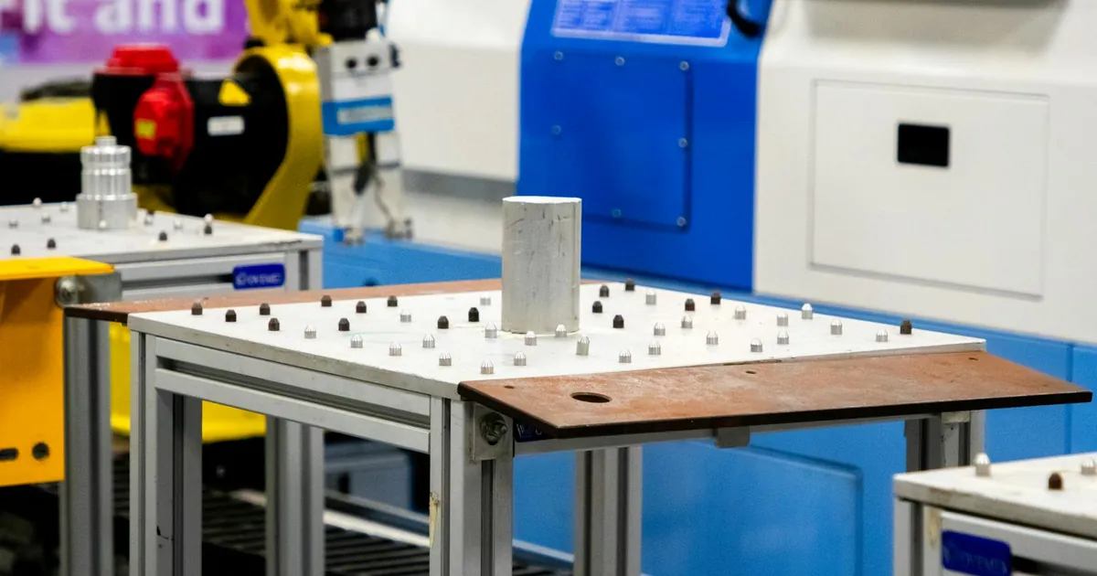Close up of machinery in an industrial setting showcasing automation and technology.