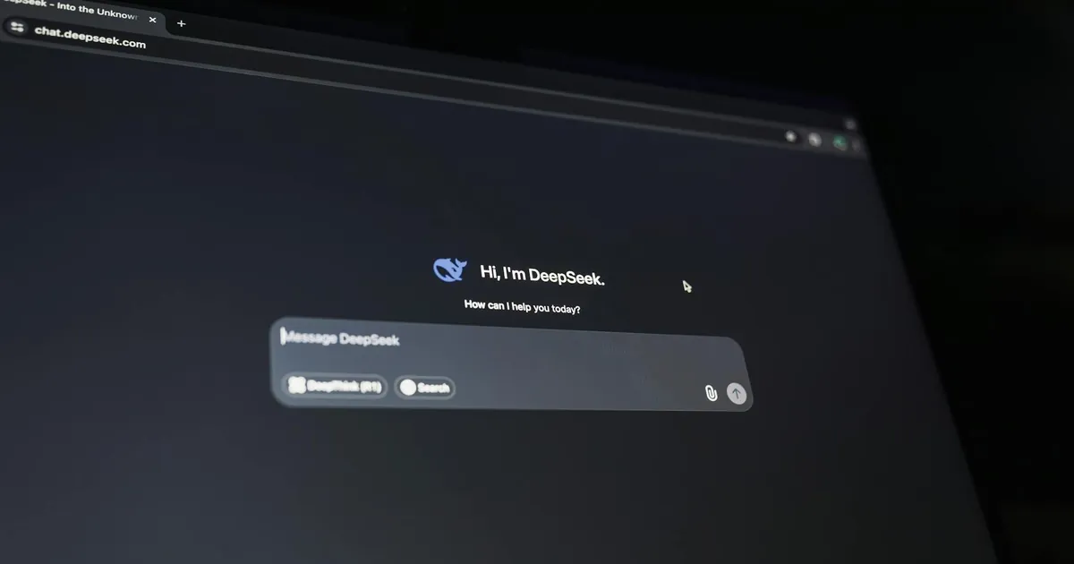 A dark-themed chat interface displaying an AI assistant conversation starter on a screen.